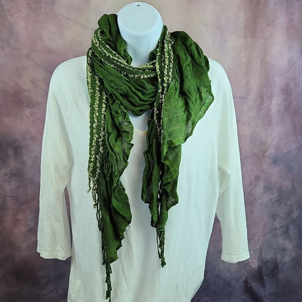 💜Green & Metallic Gold Scarf/Wrap
